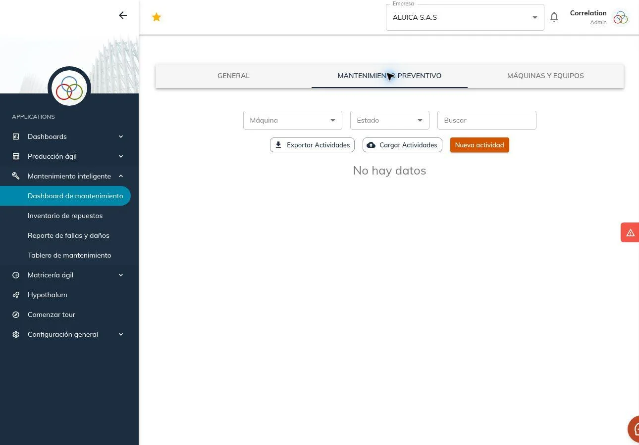 Preventive-maintenance workspace for recurring tasks and scheduled activities.